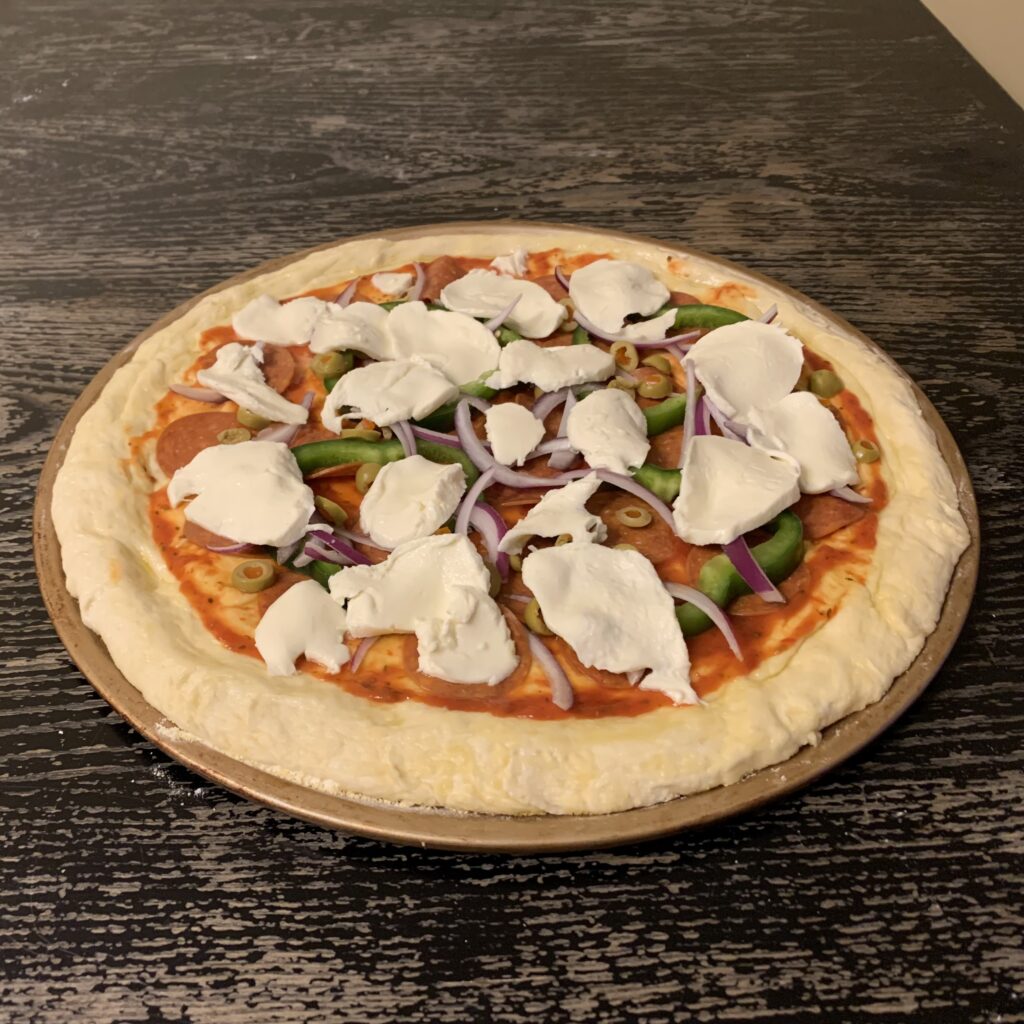 Homemade Pizza ready for oven